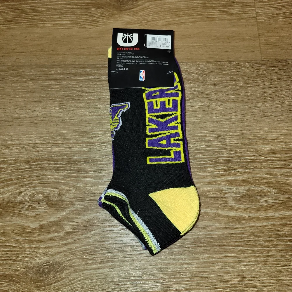 NBA Los Angeles Lakers Men Low Cut Socks 3 Pairs Shoe Size 6-12 New